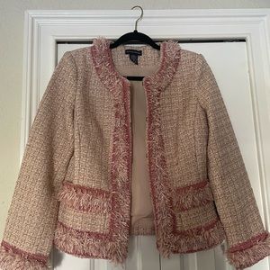 Designer inspired jacket with braided trim.